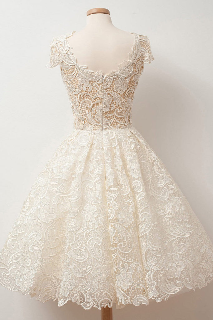 A-line Scoop Lace Homecoming Dresses Cap Sleeves Sweet 16 Dress