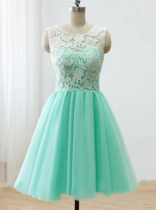 Mint Green Homecoming Dresses Short Junior Bridesmaid Dress With Lace DTH188 DressTok.co.uk Mint Green Homecoming Dresses Short Junior Bridesmaid Dress With Lace DTH188 DressTok.co.uk