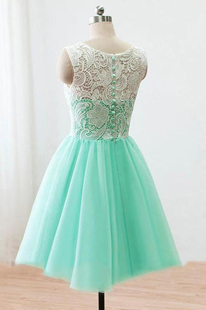 Mint Green Homecoming Dresses Short Junior Bridesmaid Dress With Lace