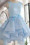 Sky Blue Short Prom Dresses Puffy Ball Gown Homecoming Dress