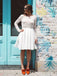 Charming Lace Long Sleeves Short Prom Dresses, Short Wedding Party Dress