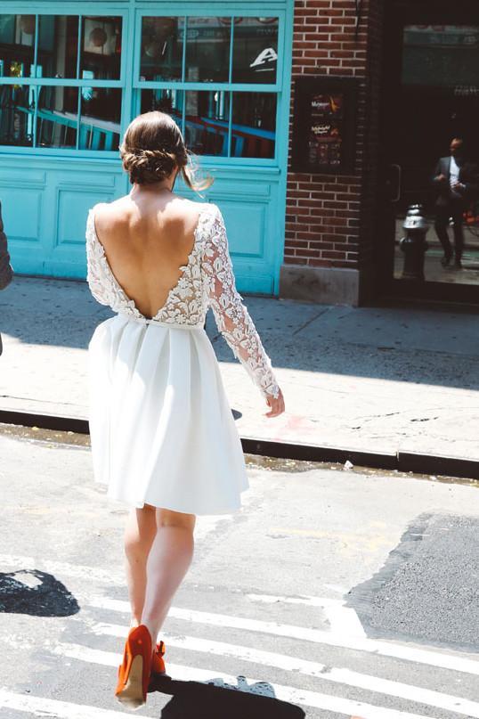 Long sleeve lace short wedding dress top