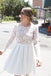 Charming Lace Long Sleeves Short Prom Dresses, Short Wedding Party Dress