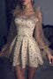 Starry Night Party Dresses Tulle Star Long Sleeves Homecoming Dress