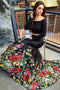 Off-the-Shoulder Long Sleeves Two Piece Mermaid Black Prom Dresses