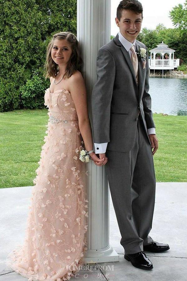 sweetheart peach prom dresses for teens with appliques beading dtp763