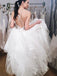 Spaghetti Backless Wedding Dress Tiered Applique Bridal Gown