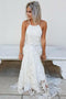 Halter Lace Beach Wedding Dress, Sheath Lace Bridal Gown