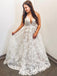 Elegant A-line V-Neck Appliques Long Plus Size Wedding Dress