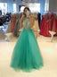 Elegant A-line High neck Beading Formal Gown Long Prom Dress