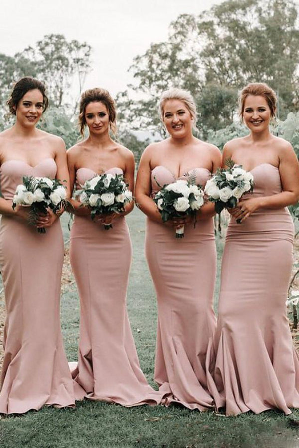 Simple Sweetheart Mermaid Backless Blush Long Bridesmaid Dresses DTB82 DressTok.co.uk Simple Sweetheart Mermaid Backless Blush Long Bridesmaid Dresses DTB82 DressTok.co.uk