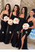 mermaid lace appliques beaded black bridesmaid dresses with split dtb78