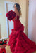 Burgundy Prom Dress Sweetheart Mermaid Layered Formal Gown