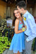 chiffon blue v-neck short prom dresses embroidered homecoming dress dth174