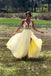 Daffodil Spaghetti Chiffon Slit Long Prom Dress With Embroidery