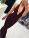 Burgundy Mermaid Plunging Neck Criss-Cross Straps Prom Dress