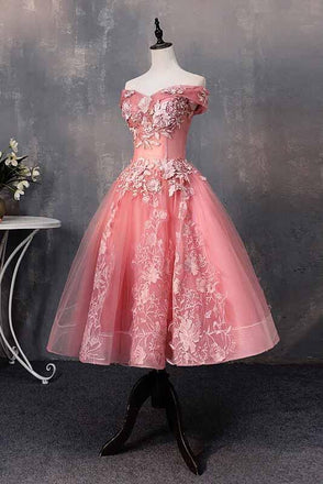 Off-Shoulder Appliques Short Prom Dresses, Princess Sweet 16 Dress