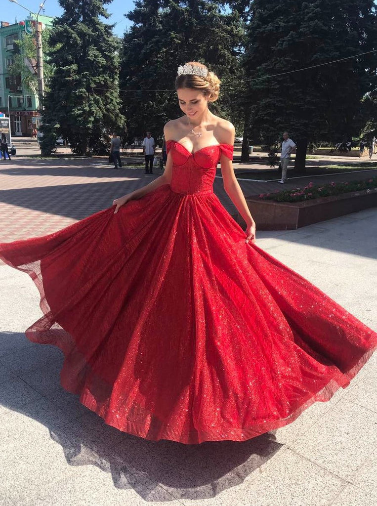 Sleeveless Sequins Evening Dresses Sparkly Off Shoulder Red Long Prom Dress DTP779 DressTok.co.uk Sleeveless Sequins Evening Dresses Sparkly Off Shoulder Red Long Prom Dress DTP779 DressTok.co.uk