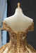 Princess Off-the-Shoulder Gold Sequins Prom Dress Ball Gown