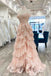 Sparkly Light Blue Corset Tiered Lace Long Prom Dress With Slit