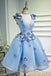 sky blue sweet 16 dress a-line homecoming dress with butterfly appliques dth377