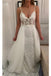 lace beach wedding dress spaghetti straps v-neck with detachable train dtw03