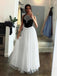 unique black white tulle halter long prom dress a-line party dress dtp457