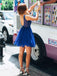 royal blue v-neck short tulle plus size sleeveless prom dress dtp205
