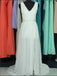 A Line Ivory V Neck Lace Sleeveless Vintage Prom Dress With Side Slit