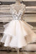 Ivory Appliques Keyhole Back Homecoming Dress With Two Layers Dress